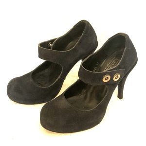 Navy Blue Suede Pedro Garcia Platform Mary Janes